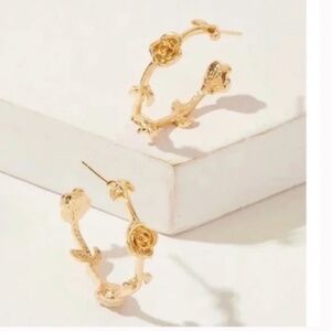 ✨ FREE Rose Floral Hoop Boho Peasant Hipster Hippie Art Chic Minimal Earrings